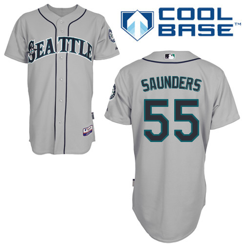 Michael Saunders #55 MLB Jersey-Seattle Mariners Men's Authentic Road Gray Cool Base Baseball Jersey